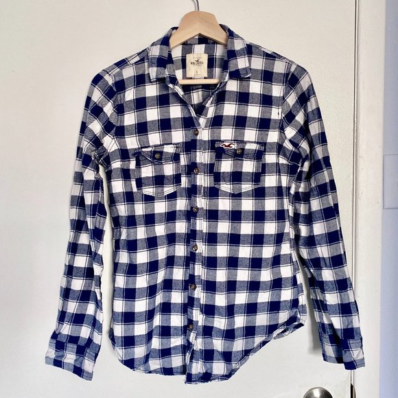 Hollister Blue & White Checkered Flannel Shirt - Picture 2 of 6